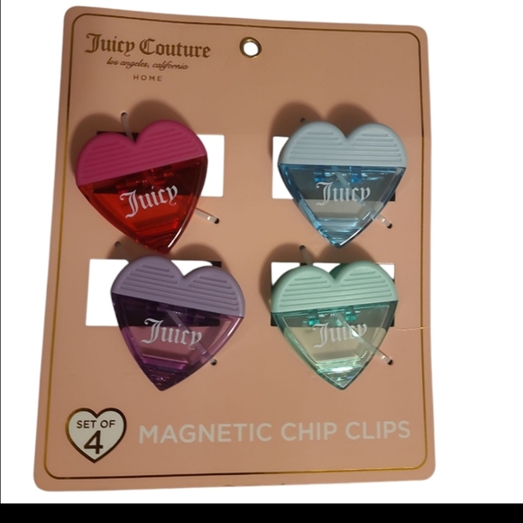 NWT Juicy Couture Heart-Shaped Magnetic Clips - Red, Purple, Blue, Green - Picture 3 of 9